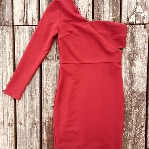 One Shoulder Red Dress (Size S)